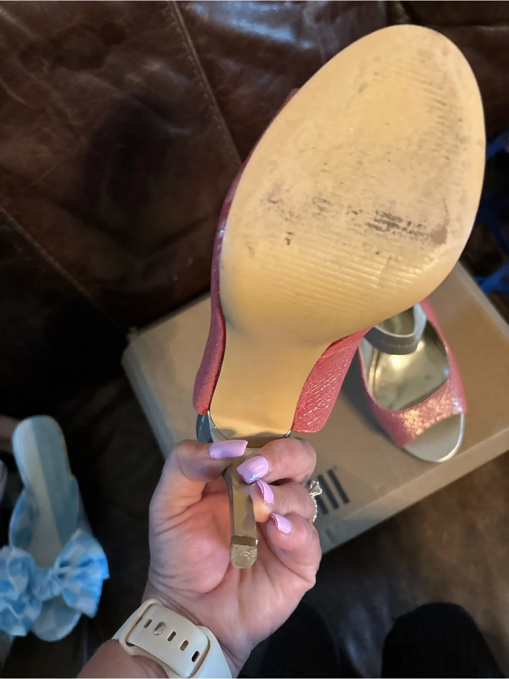 Carlos by Carlos Santana Coral Pink Peep-Toe Slingback Heels